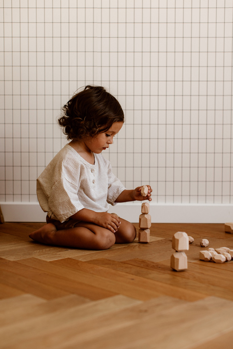 Wooden stacking rocks
